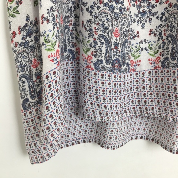 Intro Ditsy Floral Paisley Print Top Beaded V-Neck Women’s Size 2X Lightweight - Picture 7 of 13